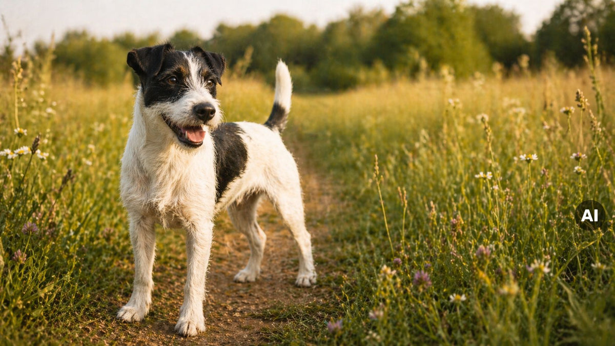 Hund auf einer Wiese
